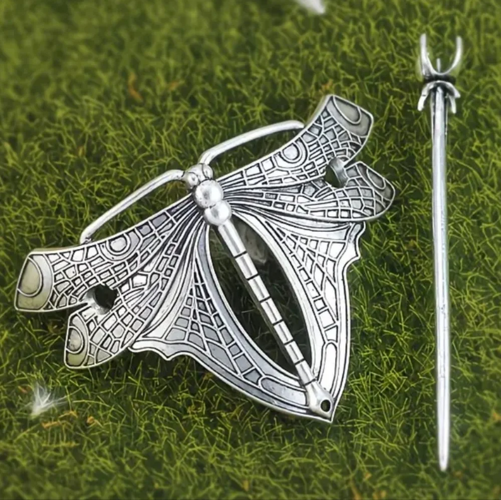 Silver Metal Dragonfly Hair Pin